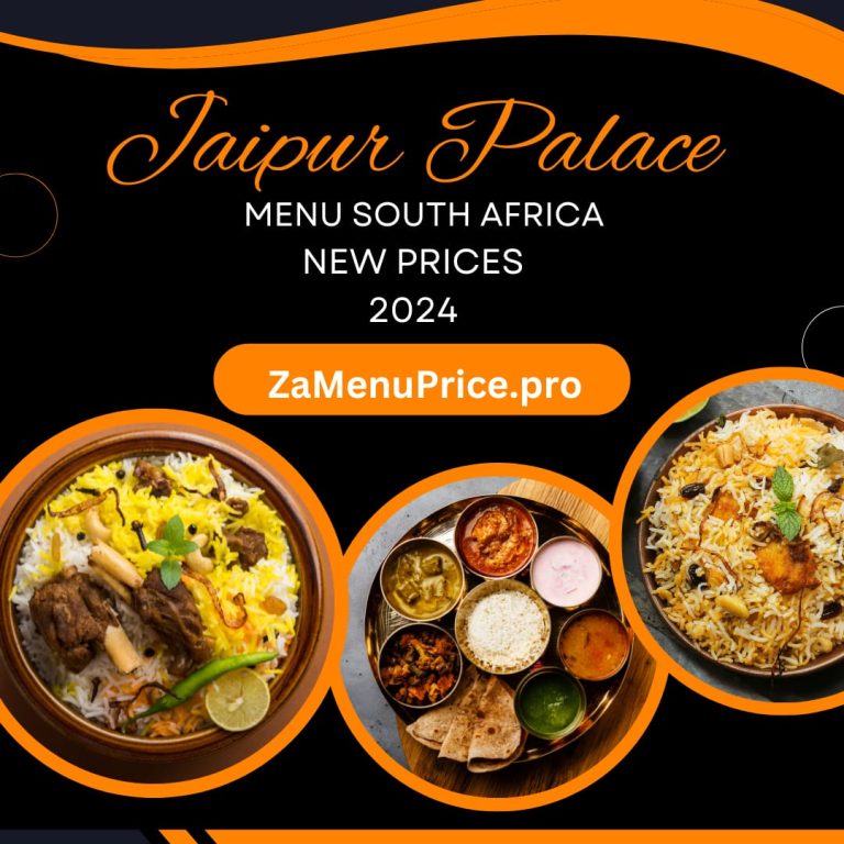 Jaipur And Palace Menu south Africa Price 2024