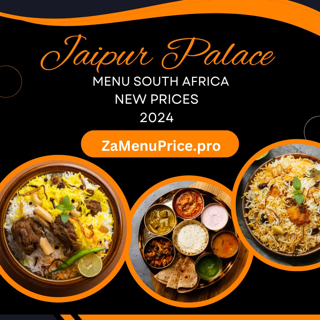 Jaipur And Palace Menu south Africa Price 2024