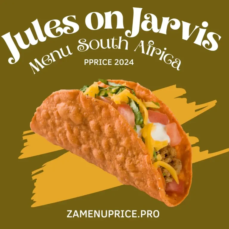 Jules On Jarvis Menu South Africa Price 2024